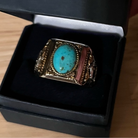 "Strength Of The West" Turquoise Ring With Sculpted Bison New in Box Size 14 - Picture 4 of 6